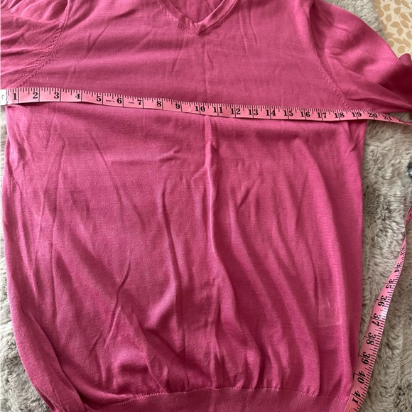 Reiss Pink V-Neck Soft 100% Cotton Ribbed Trim Pull On Long Sleeve Sweater S - Picture 11 of 14